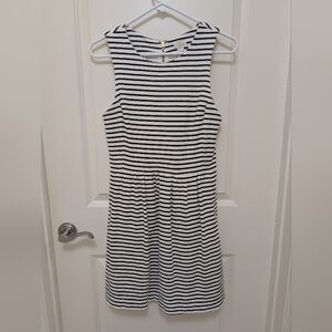 J. Crew Black and White Striped Midi Dress